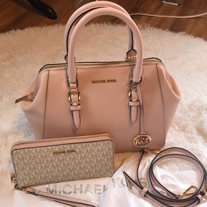 Michael Kors Charlotte large satchel in powder blush